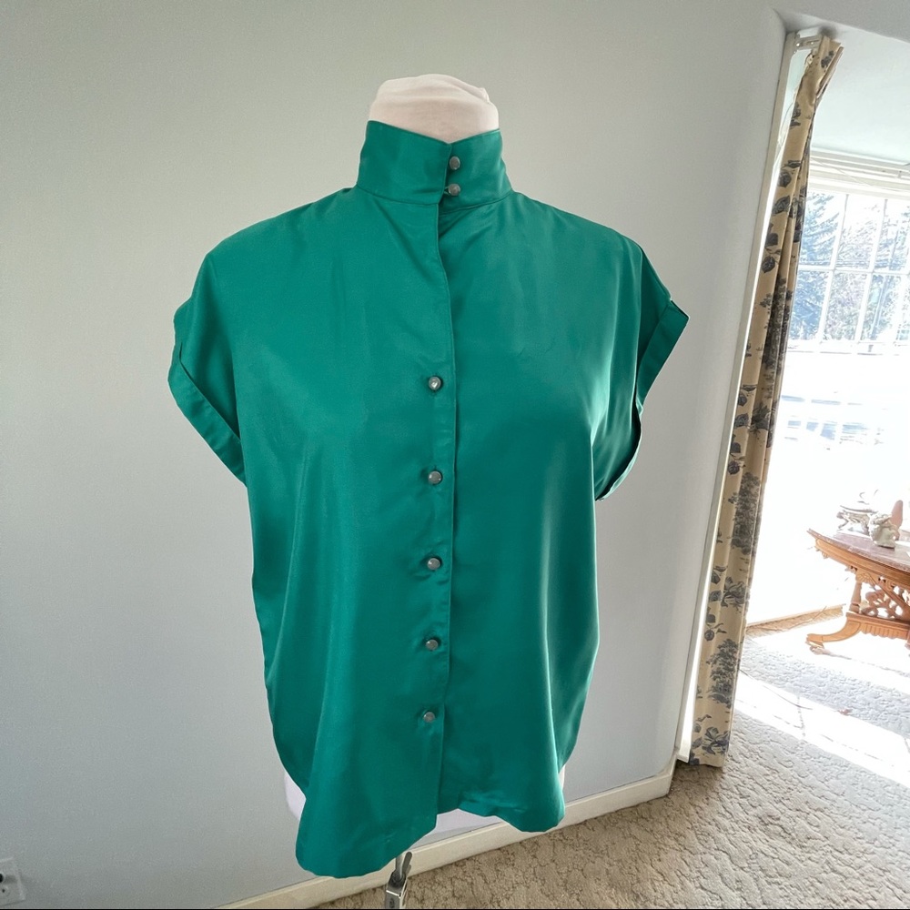 Teal High Neck Blouse by Shapely
